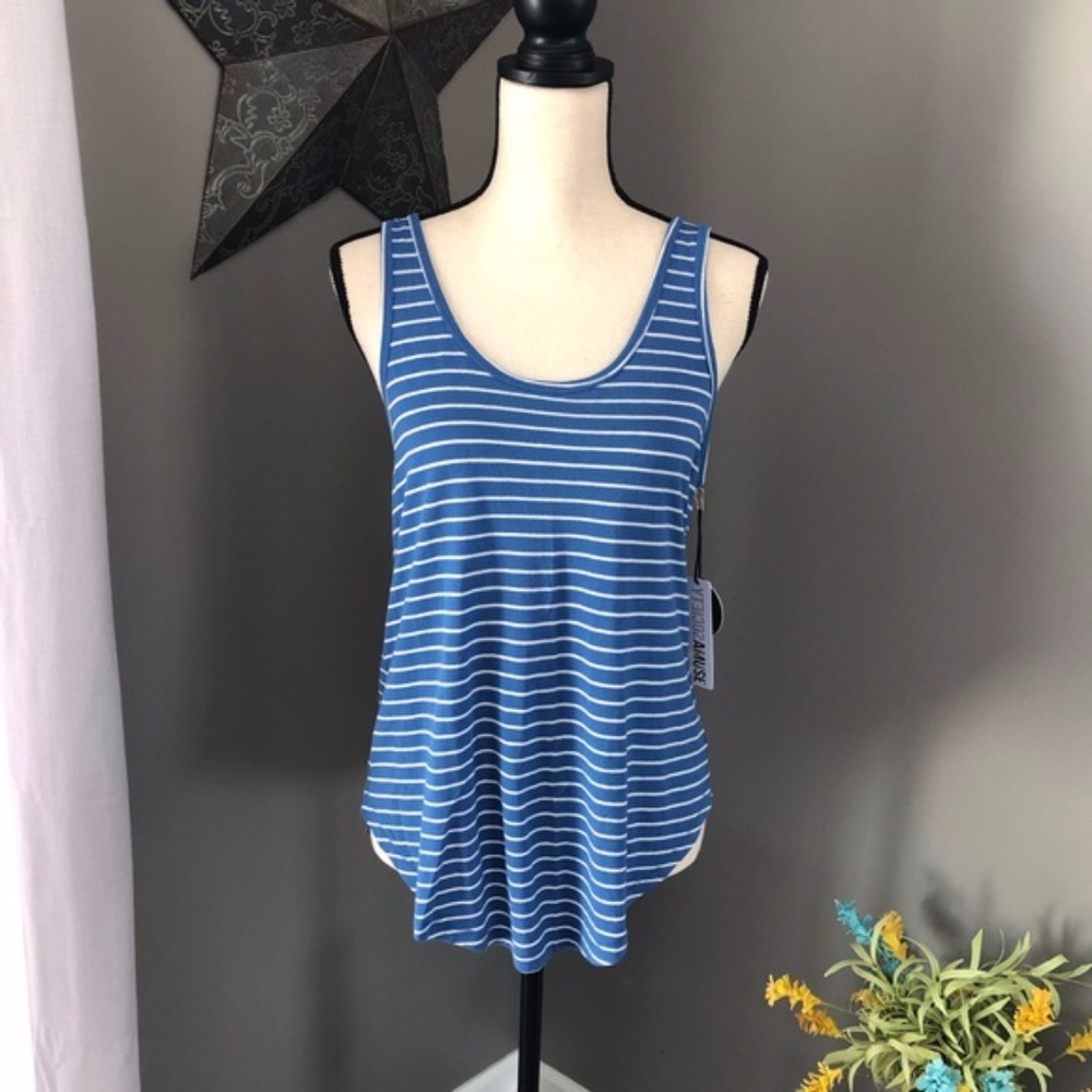 Amuse Society Striped Tank Blue Sz Medium